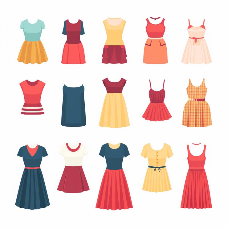 Vector vector illustration girl fashion collection apparel set cartoon clothes clothing dress gr