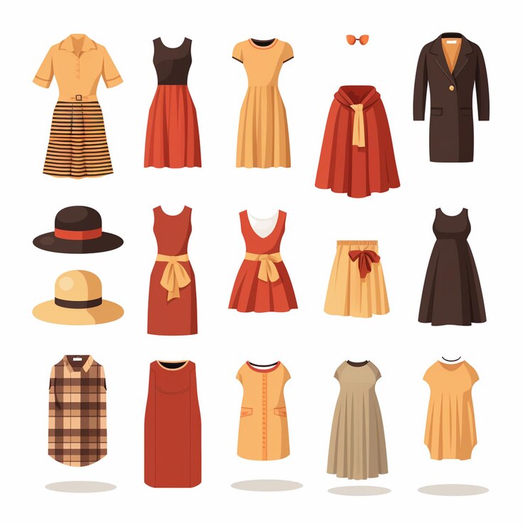 Vector ベクトルイラスト 女の子 ファッション コレクション アパレル セット カートゥーン 服 服装 服装