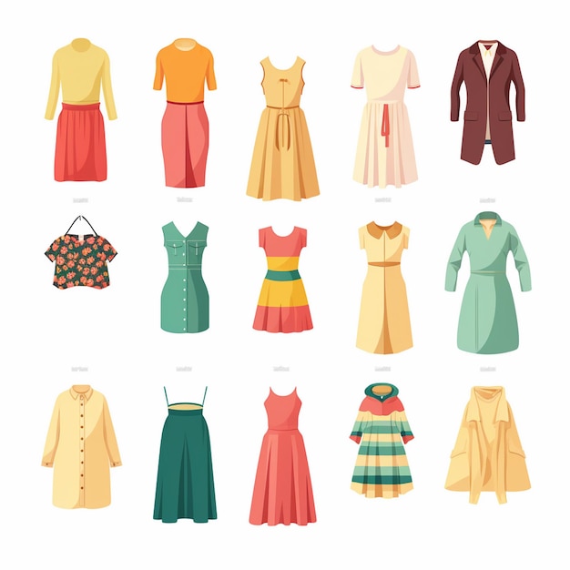 ベクトルイラスト 女の子 ファッション コレクション アパレル セット カートゥーン 服 服装 服装