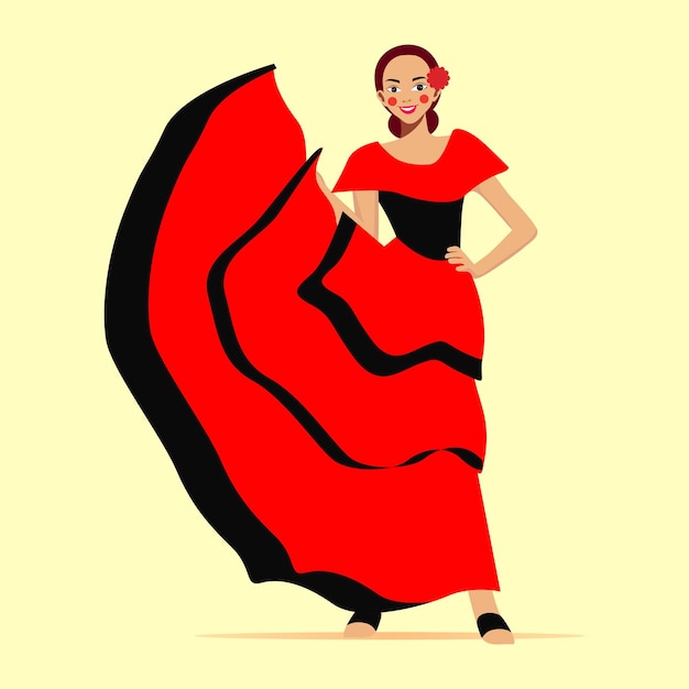 Vector illustration of a girl in a national Spanish costume