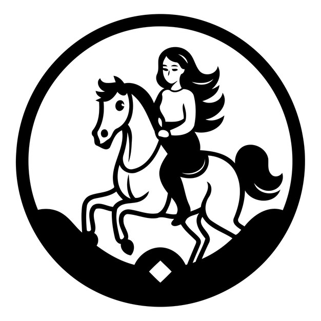 Vector illustration of a girl riding a horse on a white background