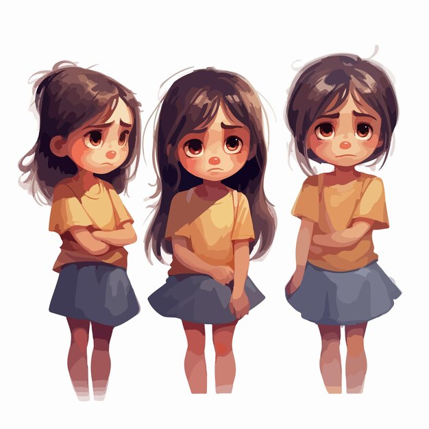 Vector vector illustration of girl sad portrait