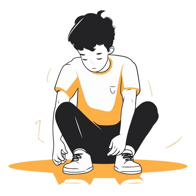 Vector vector illustration of a girl in sportswear sitting on the floor