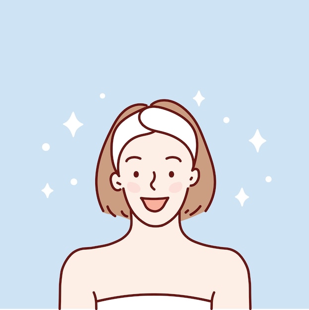 vector illustration girl takes care of facial skin