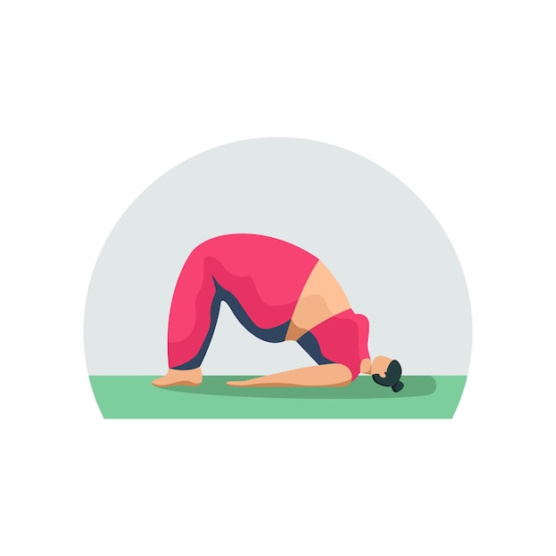 Vector illustration of a girl in a tracksuit in a yoga asana