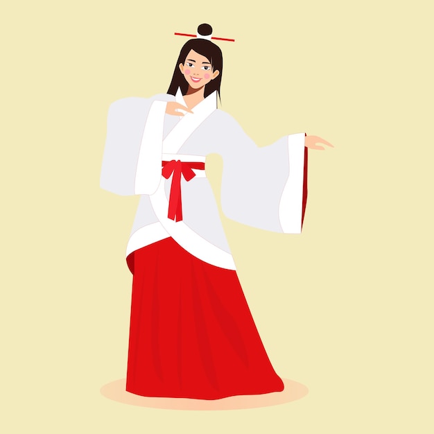 Vettore illustrazione vettoriale di una ragazza in costume tradizionale cinese