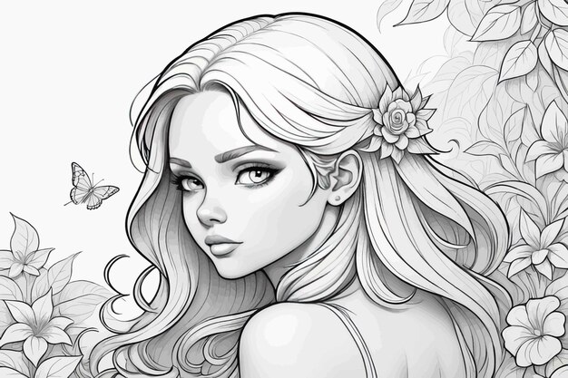 vector illustration girl with flowersvector illustration girl with flowersbeautiful woman with w