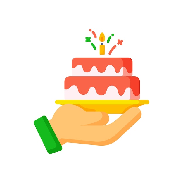 Векторная иллюстрация подарите иллюстрацию дизайна дня рождения торта