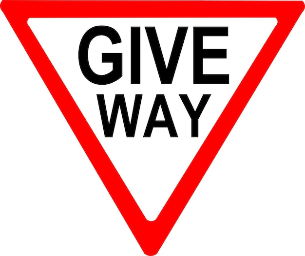 Vector Illustration Of A Give Way Roadsign Black And White Traffic Sign