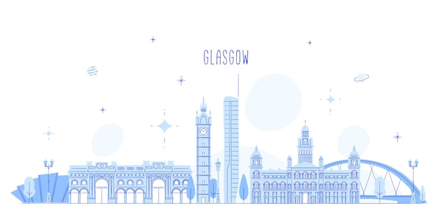 Vector illustration of glasgow skyline in scotland