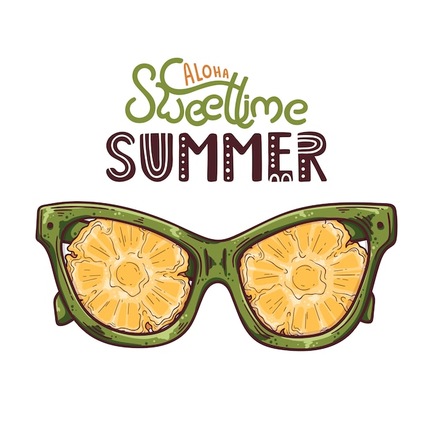 Vector vector illustration of glasses with pineapple instead of lenses.