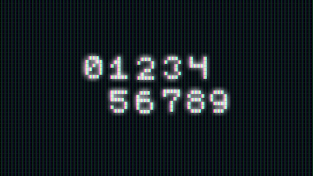グリッチのベクトル図は、デジタルアルファベットフォント電子番号デジタル表示文字を導きました