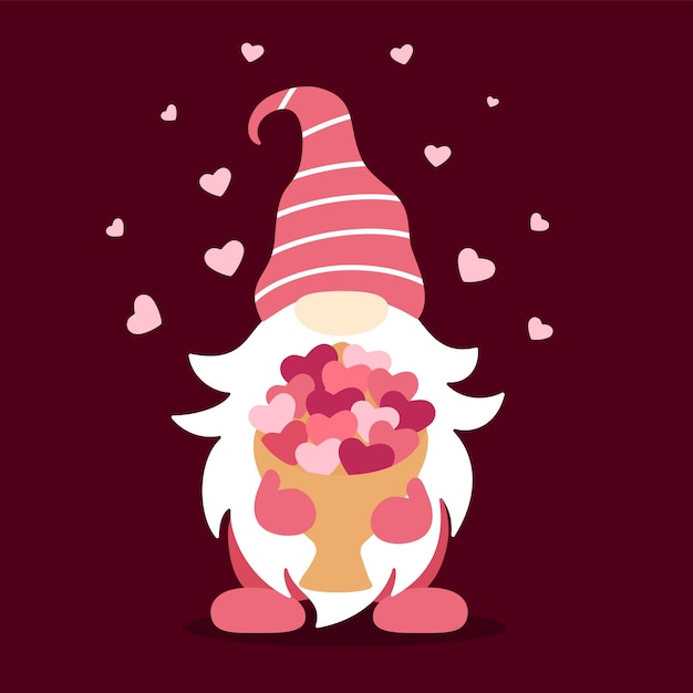 Vector illustration of a gnome in love