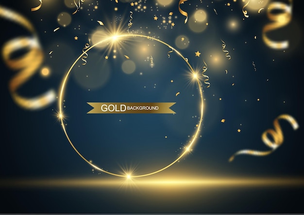 Vector illustration of a gold frame on a background