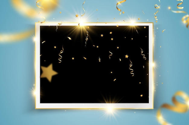 Vector illustration of a gold frame on a background.