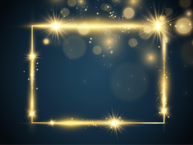 Vector illustration of a gold frame on a background.