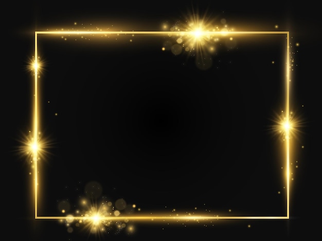 Vector illustration of a gold frame on a background