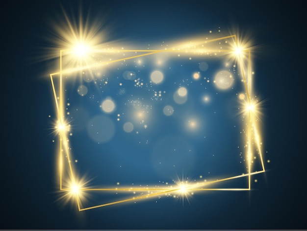 Vector illustration of a gold frame on a background