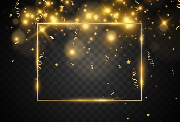 Vector illustration of a gold frame with a brush stroke