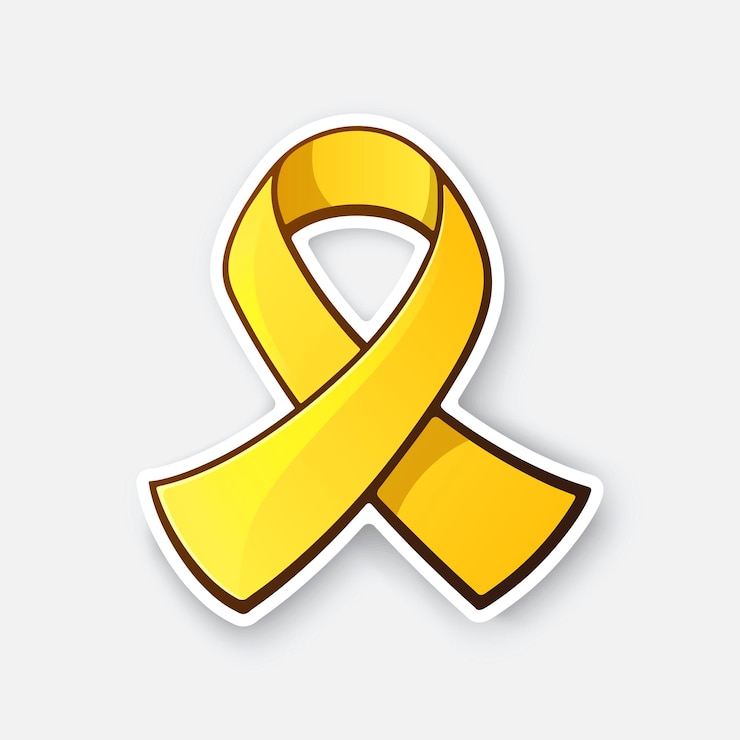 Vector vector illustration gold ribbon symbol of childhood cancer suicide or endometriosis awareness
