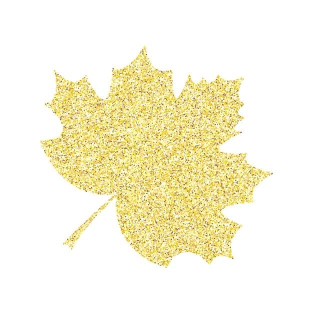 Vector vector illustration of golden maple leave on white background.
