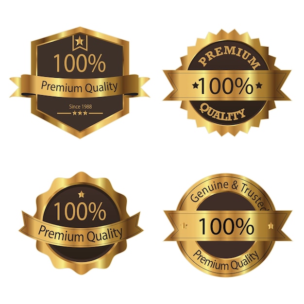 Vector vector illustration of golden quality certification sets