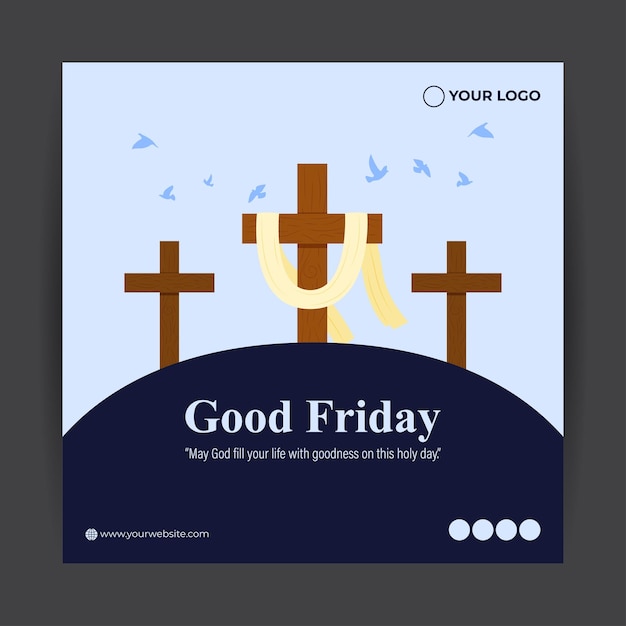 Vector illustration of Good Friday social media story feed mockup template