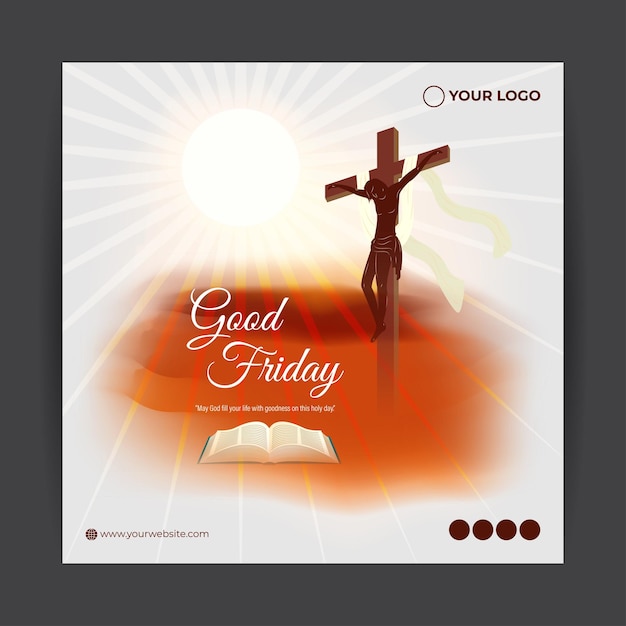 vector illustration of good friday social media story feed mockup template