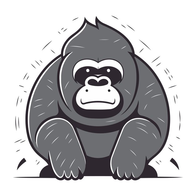 Vector vector illustration of a gorilla isolated on a white background