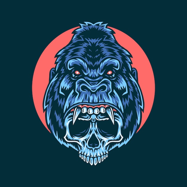 Vector illustration of gorilla skull