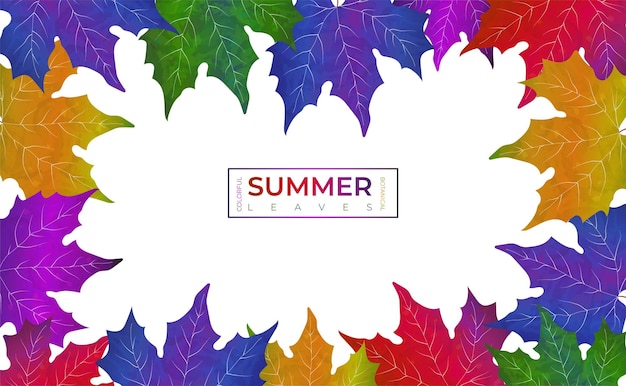 Vector illustration of gradient style colourful summer leaves concept summer background and banner