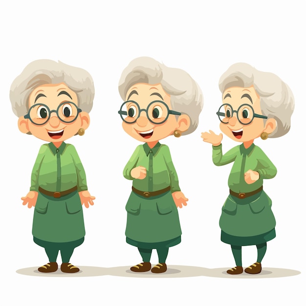 Vector illustration of grandmothers green wear