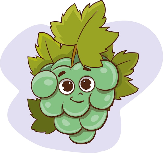 vector illustration of grape character with cute expression greeting grapes isolated