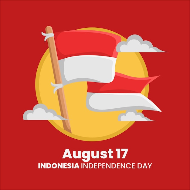 Vector vector illustration of graphic design with indonesian independence day background