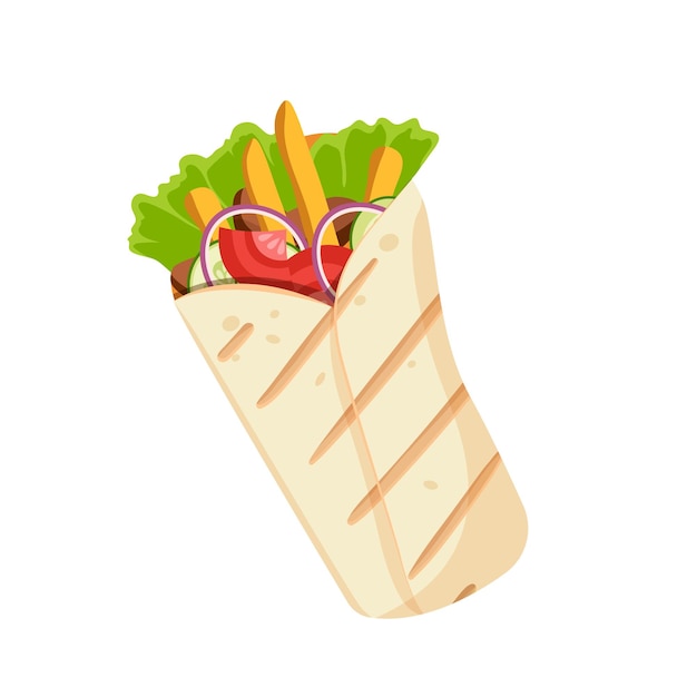 Vector vector illustration of greek dish gyros