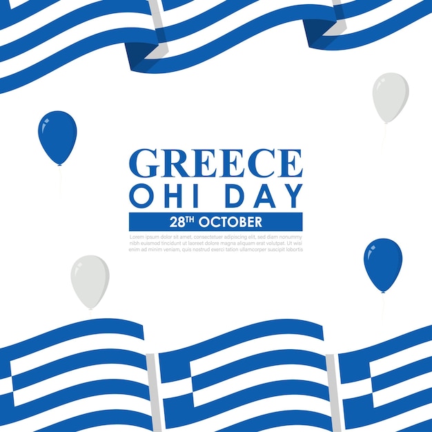 Vector illustration of Greek Ohi Day social media feed template