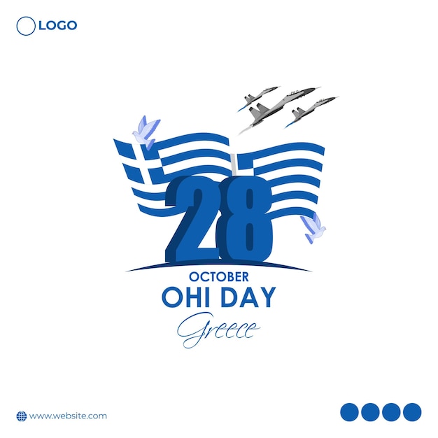 Vector illustration of Greek Ohi Day social media feed template