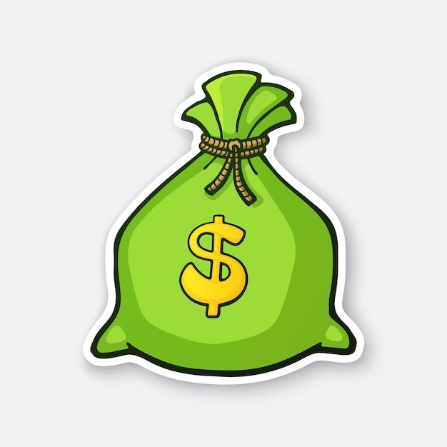 Vector illustration Green bank bag with dollar sign Cash money Symbol of banking economy