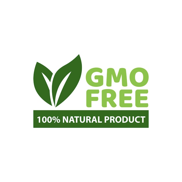 Vector illustration of green colored GMO free emblems.