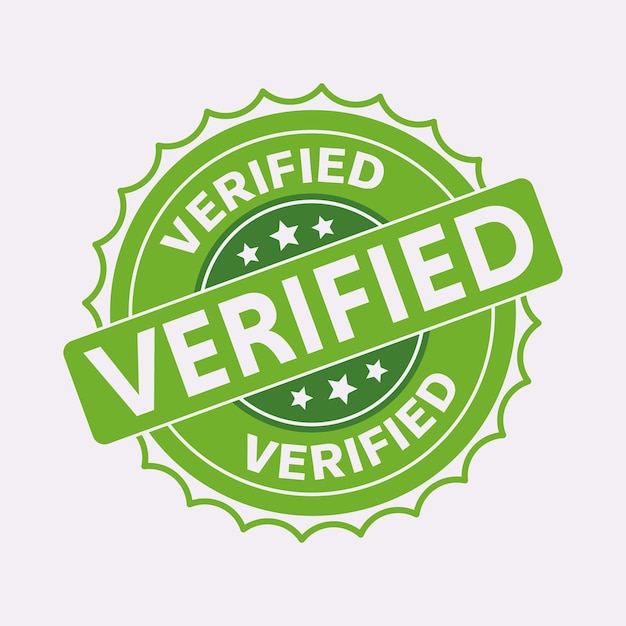 Vector vector illustration of green verified stamp icon