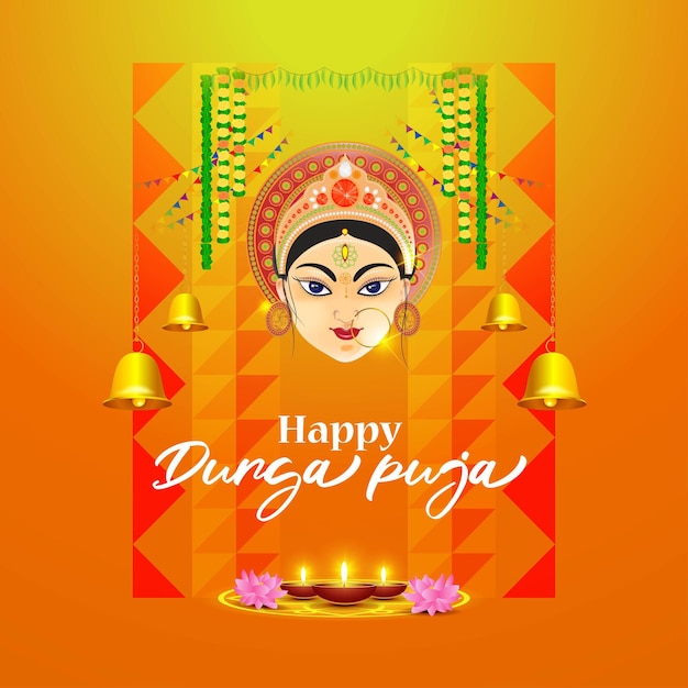 Saluto di illustrazione vettoriale di happy durga puja hindu fesival