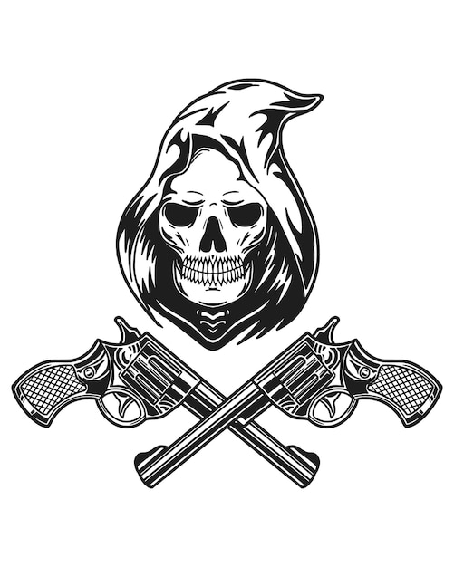 Vector Illustration of grim reaper and crossed guns