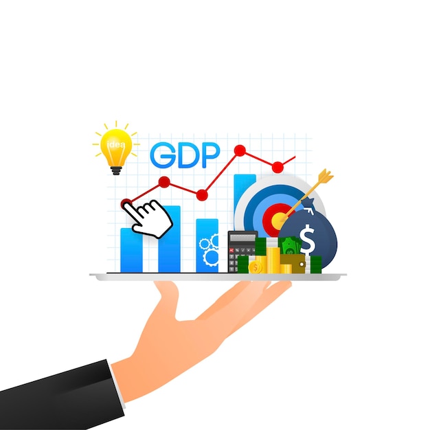 Vector vector illustration for gross domestic product rate global economy national budget business
