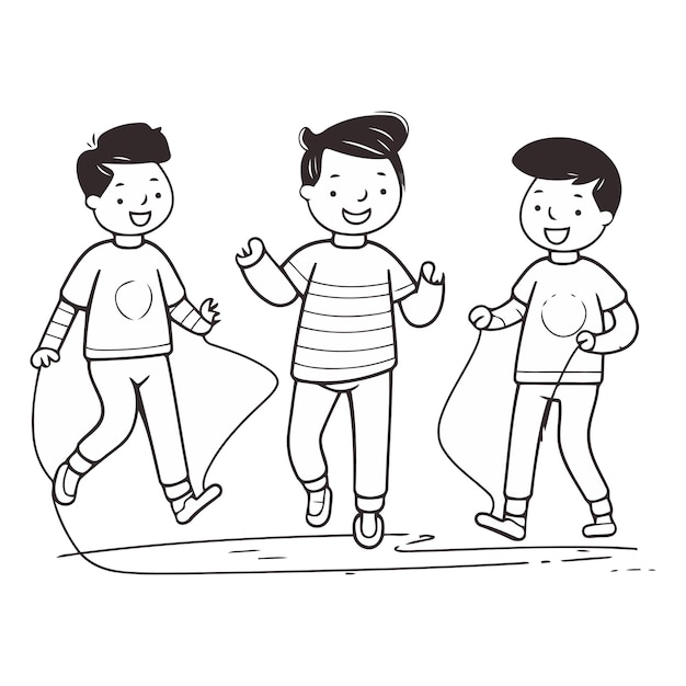 Vector vector illustration of a group of children playing sports on the street