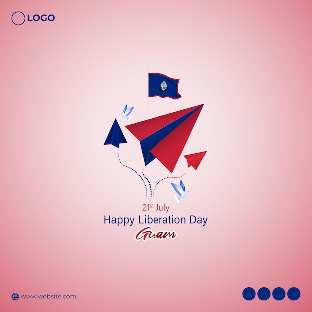 Vector illustration of Guam Liberation Day 21 July social media story feed mockup template