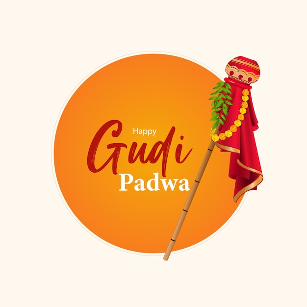 Vector vector illustration gudi padwa lunar new year celebration of india editable post banner template