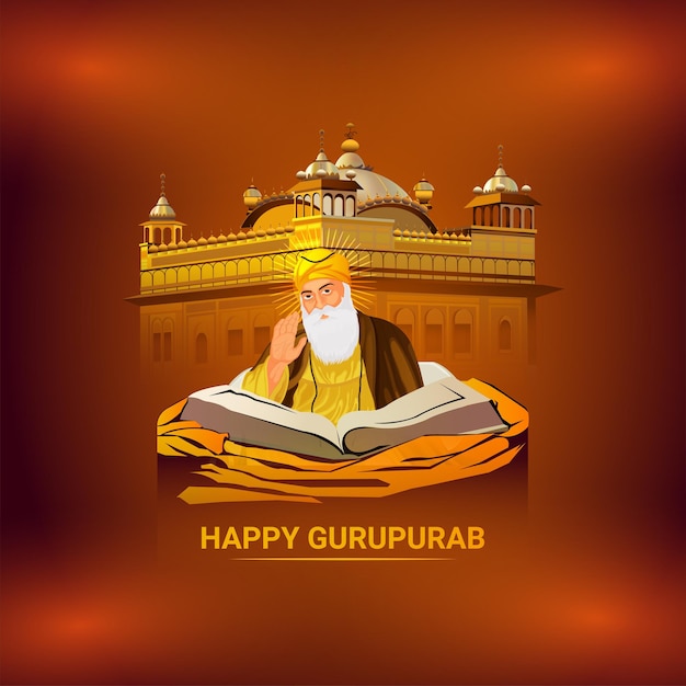 Vector vector illustration of guru nanak dev ji for happy gurpurab