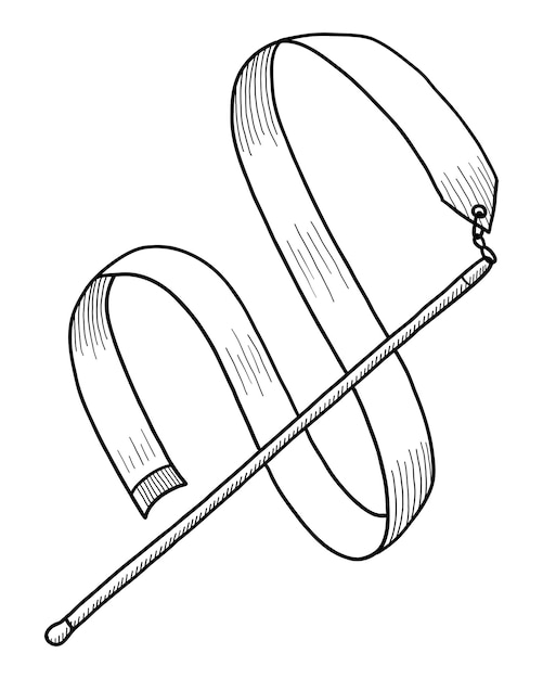 手で白い背景の落書き図面に分離された体操リボンのベクトル イラスト