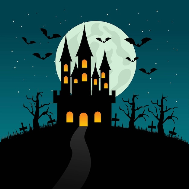 Vector illustration of halloween castle