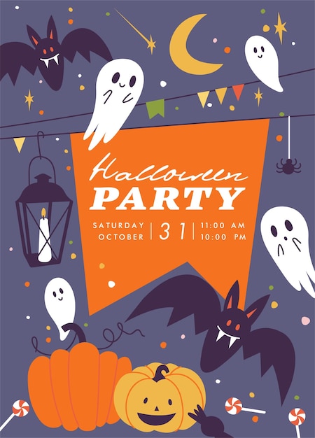 Векторная иллюстрация плакаты на вечеринку в честь Хэллоуина или приглашение на празднование падения листовки ужасов на Хэллоуин ...